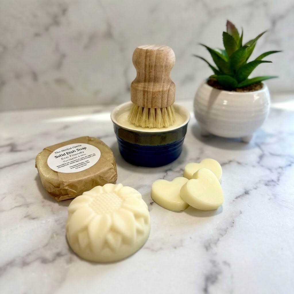 Natural Solid Dish Soap Bundle with Brush