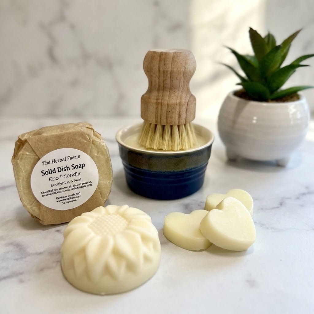 Natural Solid Dish Soap Bundle with Brush